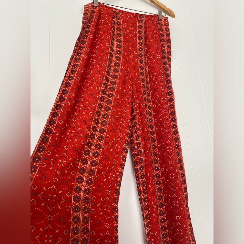 Sadie & Sage Red boho hippie Patterned Wide Leg Pants